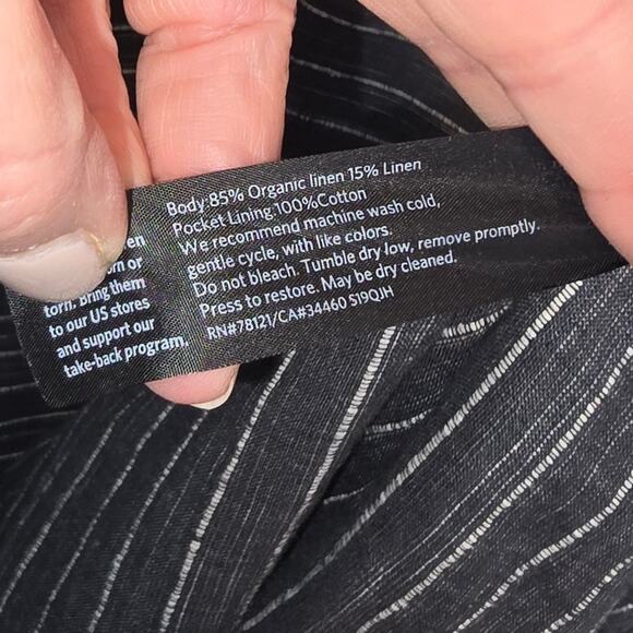 Eileen Fisher Organic Linen Delavé Pinstripe Tunic Dress Graphite Scoop XL NEW - Picture 6 of 9